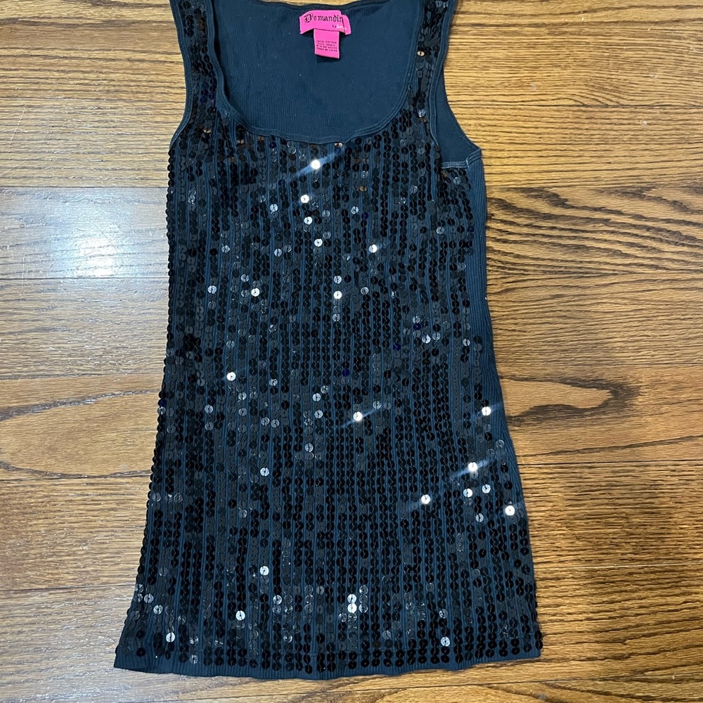 Tramp Black Sequin Tank Top